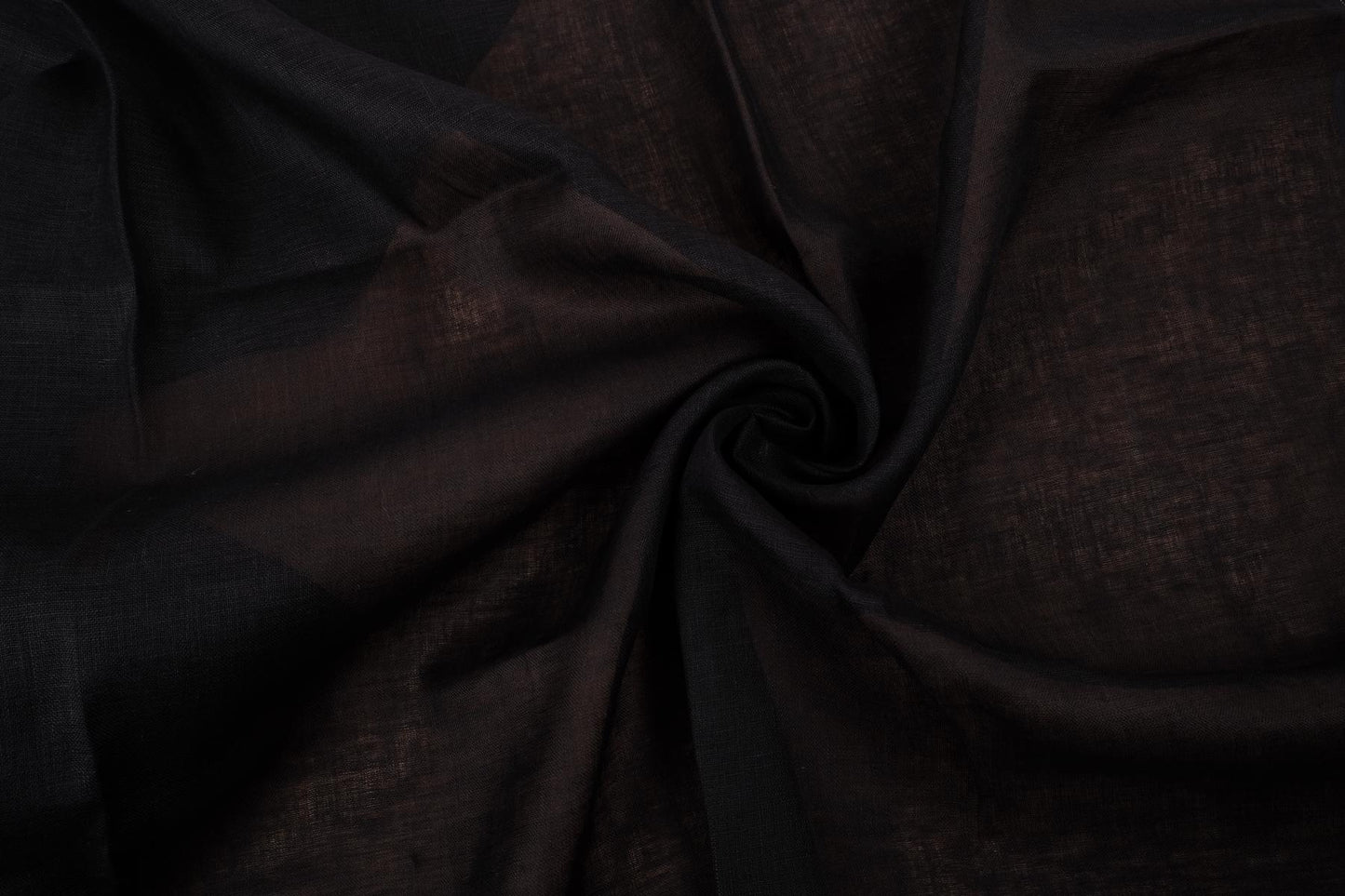 Sheer GAUZE linen fabric -  black - 144SH