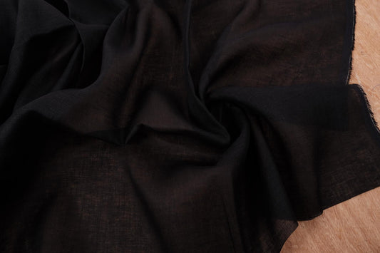 Sheer GAUZE linen fabric -  black - 144SH