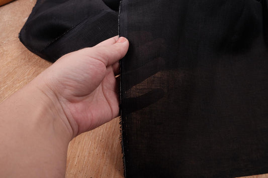 Sheer GAUZE linen fabric -  black - 144SH