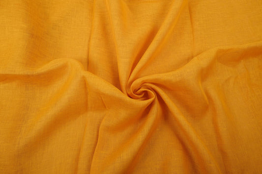 Sheer GAUZE linen fabric - mustard yellow - 155SH