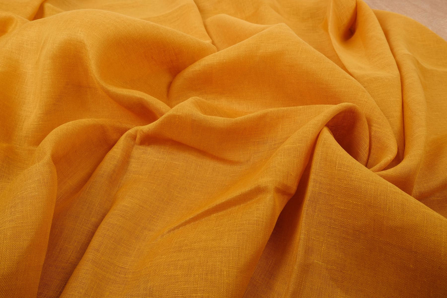 Sheer GAUZE linen fabric - mustard yellow - 155SH
