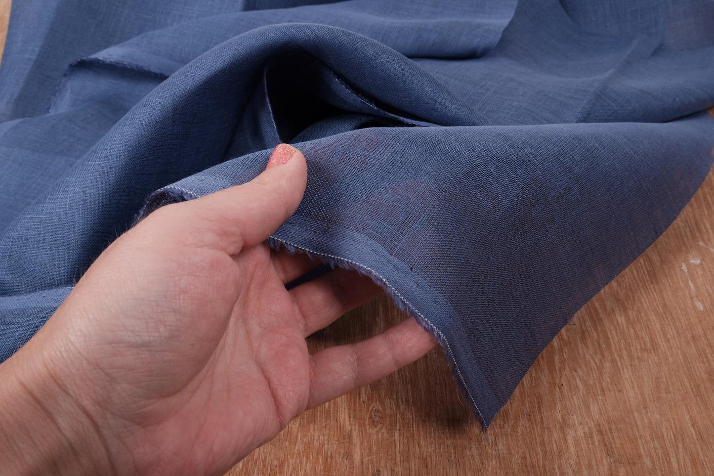 Sheer GAUZE linen fabric - lake blue - 161SH