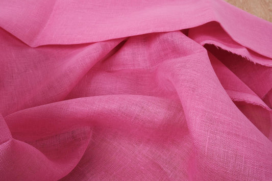 Sheer GAUZE linen fabric - hot pink - 160SH