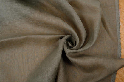 Sheer GAUZE linen fabric - muddy green - 164SH