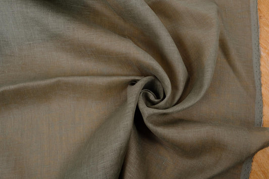Sheer GAUZE linen fabric - muddy green - 164SH