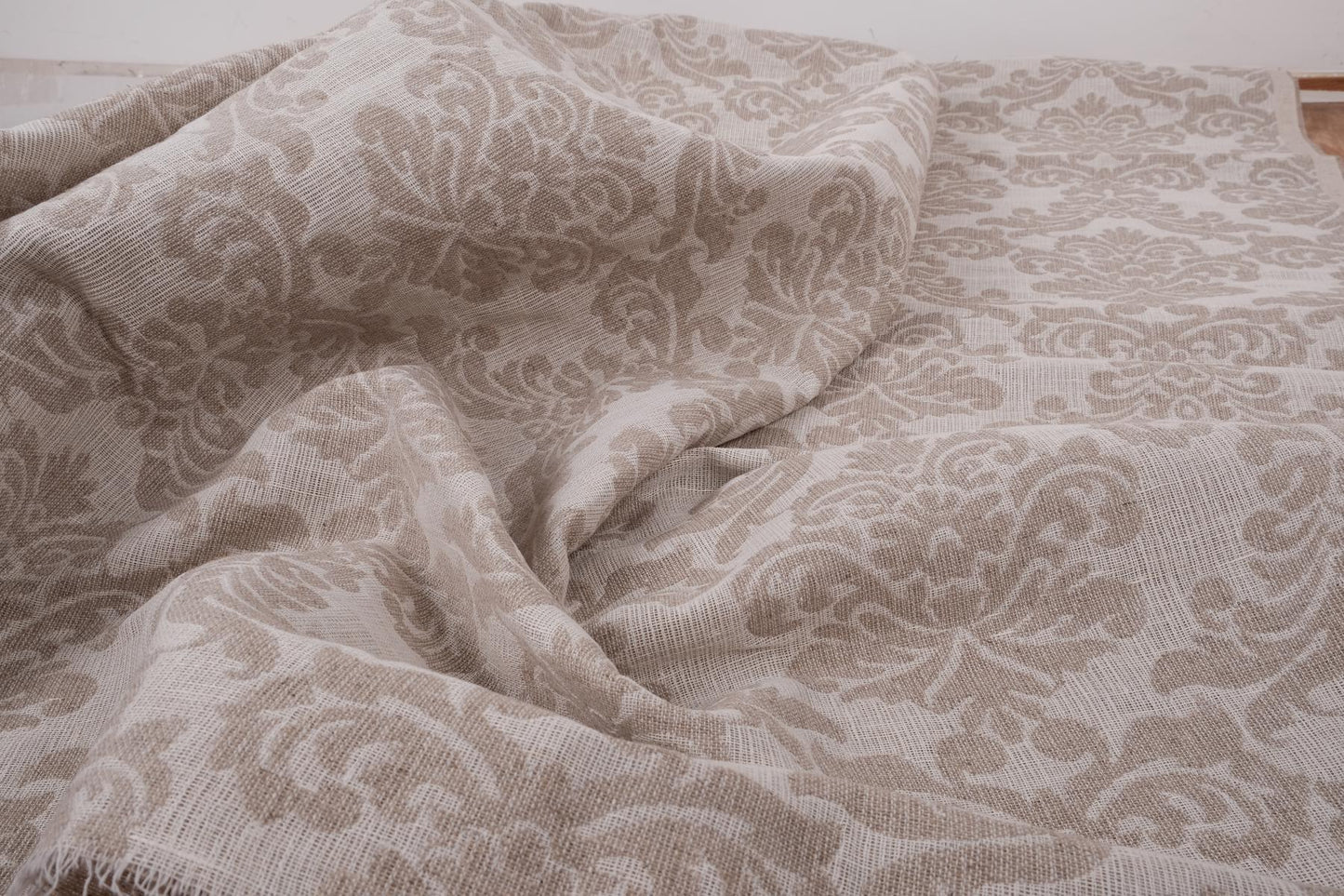 Double sided - floral natural - linen fabric -   211H