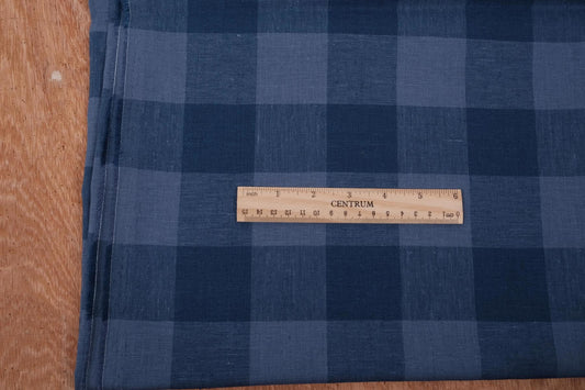Gingham blue - linen fabric - 181R