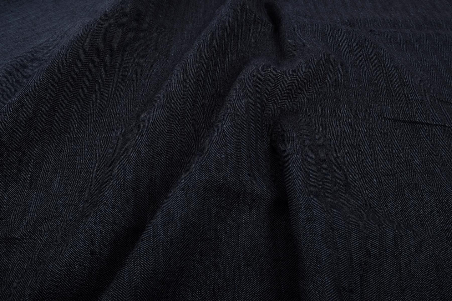 Herringbone - dark blue - linen fabric - 182R