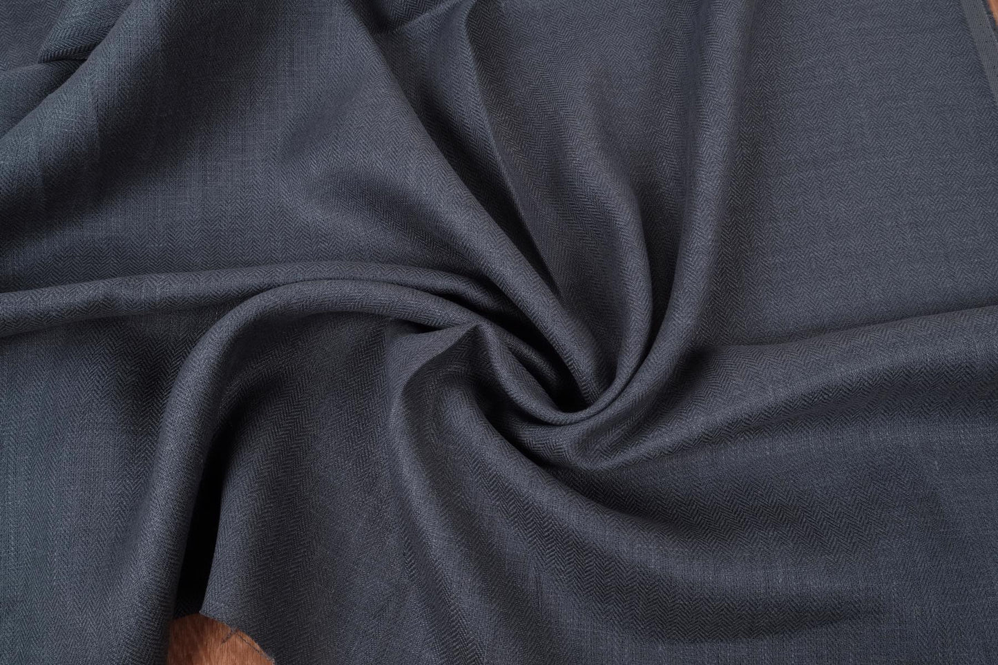 Herringbone - grey - linen fabric - 184R