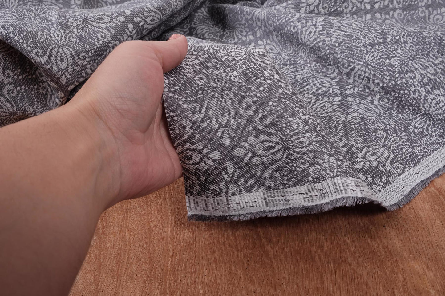 Jacquard  grey - linen fabric - 190R