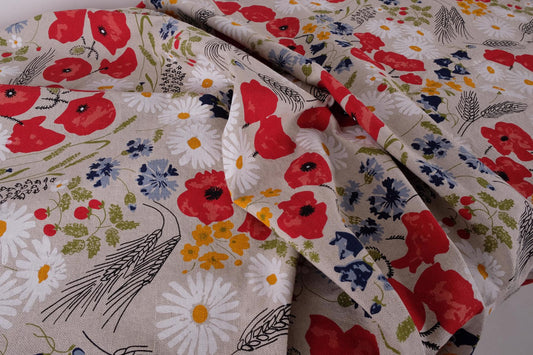 Poppy field - printed linen fabric - 492H