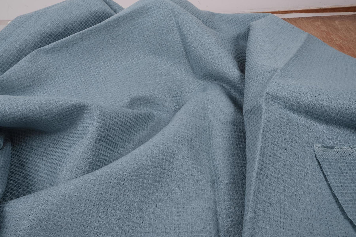 Waffle - aqua green - linen fabric - 134VA
