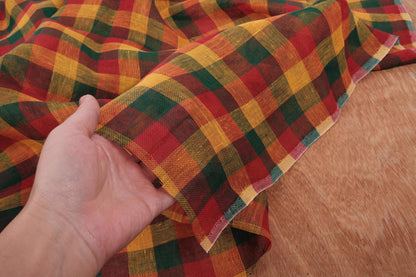 Sheer linen fabric - red green yellow - 996Z