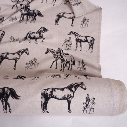 Print horses  - Linen cotton blended fabric - 966P