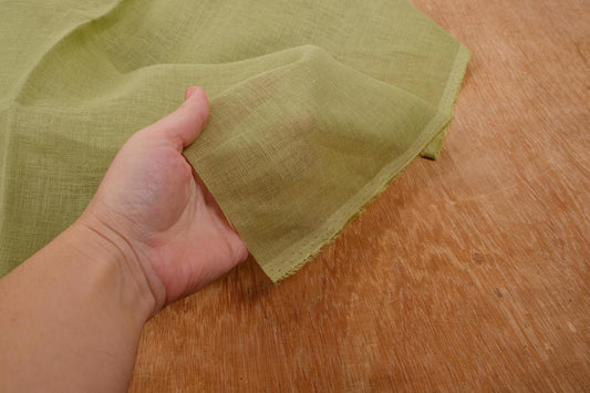 Sheer GAUZE linen fabric - pear green  - 152SH