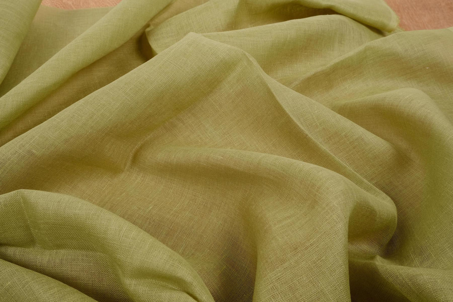 Sheer GAUZE linen fabric - pear green  - 152SH