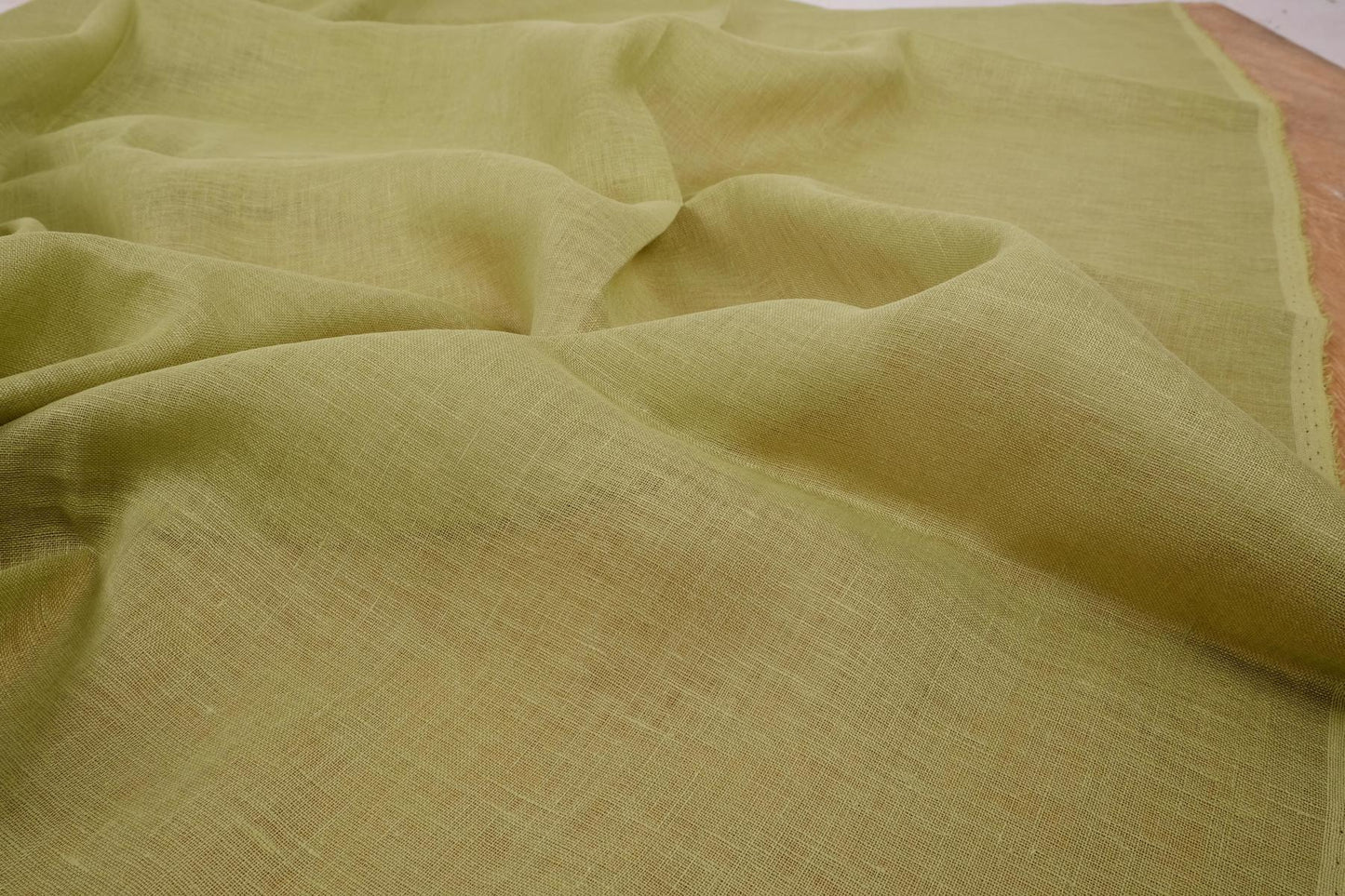 Sheer GAUZE linen fabric - pear green  - 152SH