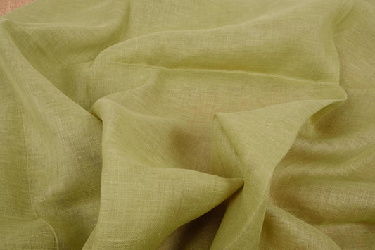 Sheer GAUZE linen fabric - pear green  - 152SH