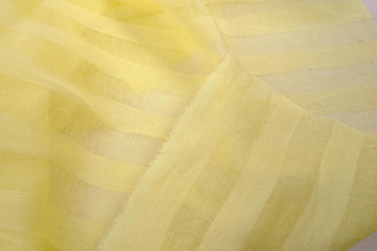 Sheer striped linen fabric-  pale yellow - WIDE - 716SH