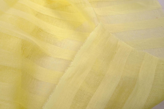 Sheer striped linen fabric-  pale yellow - WIDE - 716SH
