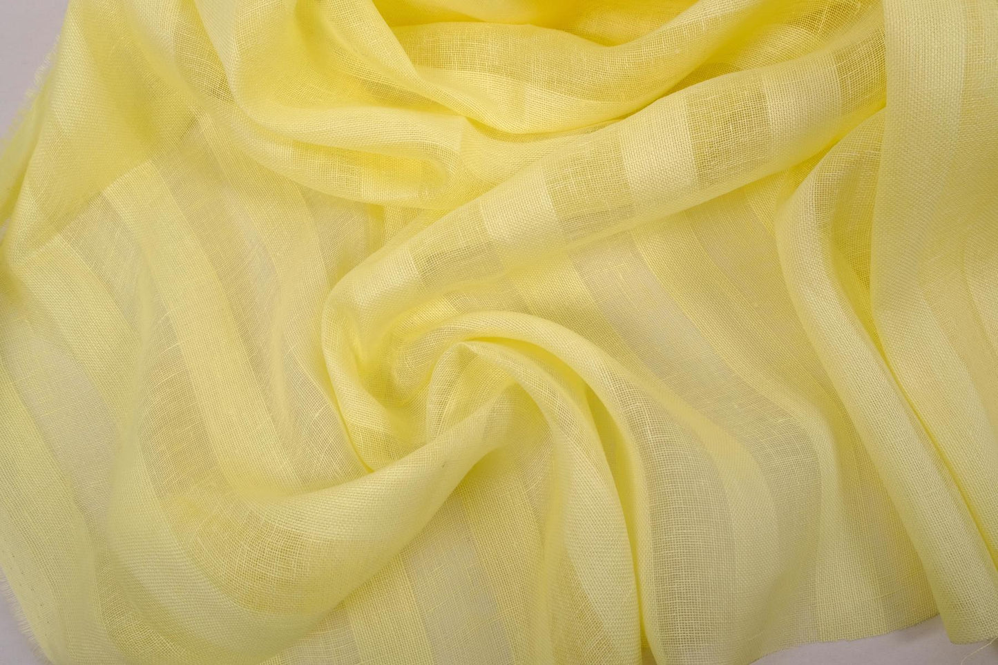 Sheer striped linen fabric-  pale yellow - WIDE - 716SH