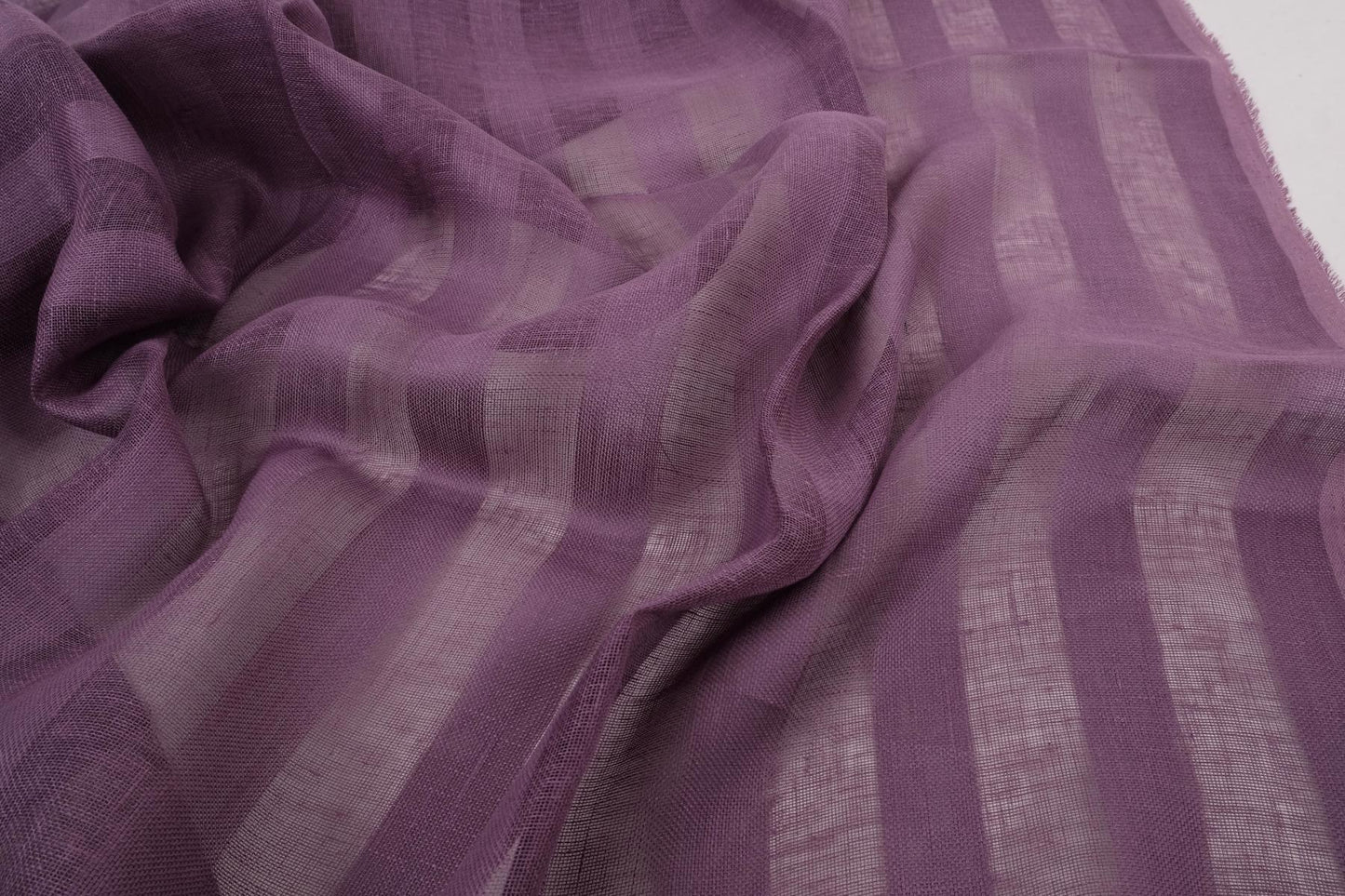 Sheer striped linen fabric -  purple - WIDE - 199SH