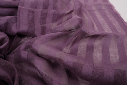 Sheer striped linen fabric -  purple - WIDE - 199SH
