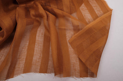Sheer striped linen fabric -  brown - WIDE - 198SH