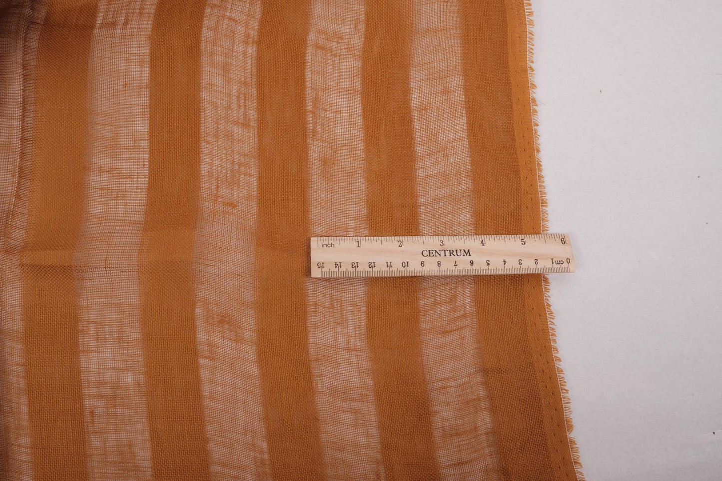 Sheer striped linen fabric -  brown - WIDE - 198SH