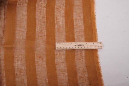 Sheer striped linen fabric -  brown - WIDE - 198SH