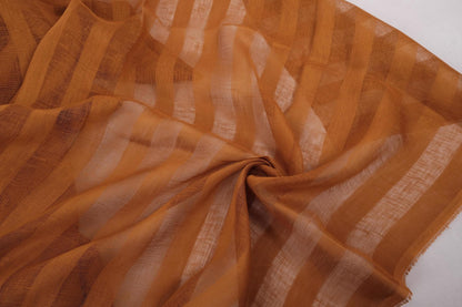 Sheer striped linen fabric -  brown - WIDE - 198SH