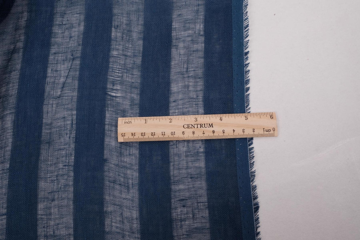 Sheer striped linen fabric -  dark blue - WIDE - 173SH