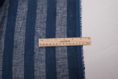 Sheer striped linen fabric -  dark blue - WIDE - 173SH