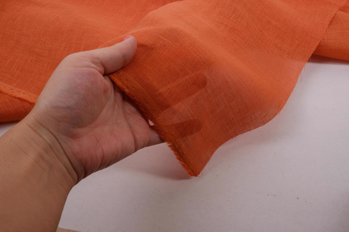 Sheer GAUZE linen fabric -  brick red - 153SH