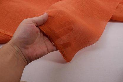 Sheer GAUZE linen fabric -  brick red - 153SH