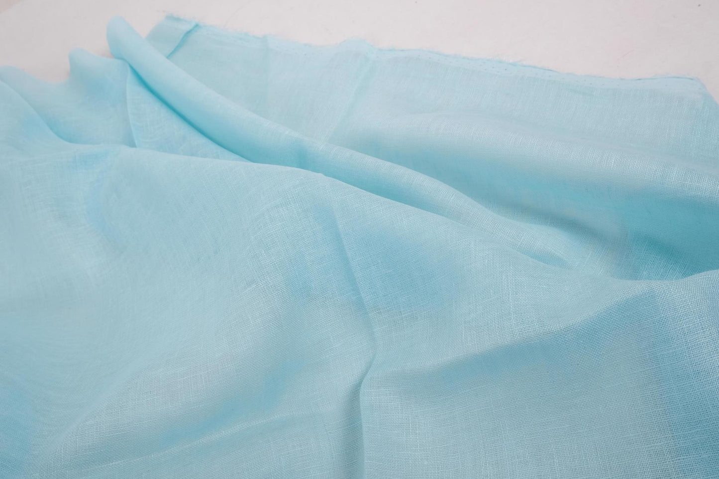 Sheer GAUZE linen fabric -  water blue - 157SH