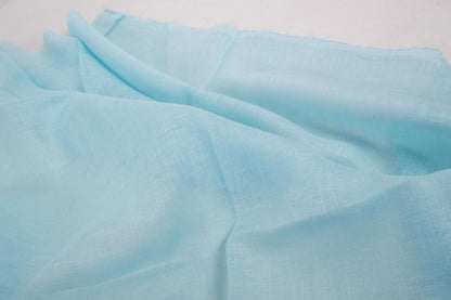 Sheer GAUZE linen fabric -  water blue - 157SH