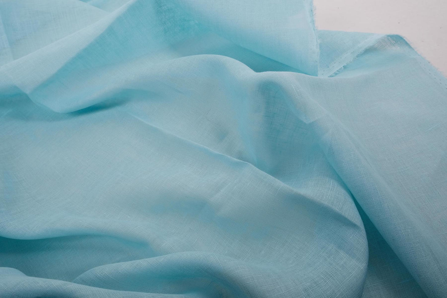 Sheer GAUZE linen fabric -  water blue - 157SH