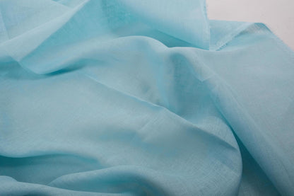 Sheer GAUZE linen fabric -  water blue - 157SH