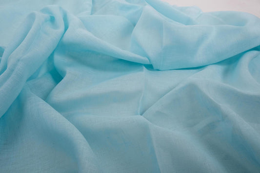 Sheer GAUZE linen fabric -  water blue - 157SH