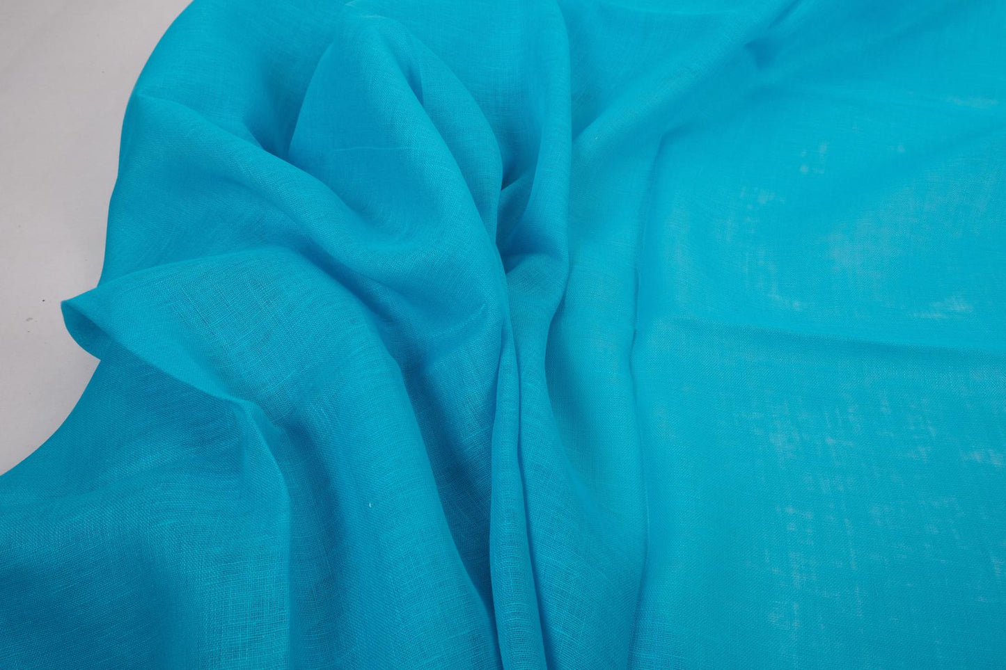 Sheer GAUZE linen fabric -  aquamarine blue - 158SH