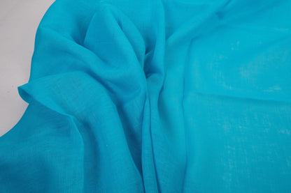 Sheer GAUZE linen fabric -  aquamarine blue - 158SH