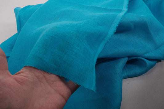 Sheer GAUZE linen fabric -  aquamarine blue - 158SH