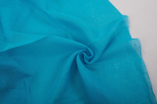 Sheer GAUZE linen fabric -  aquamarine blue - 158SH