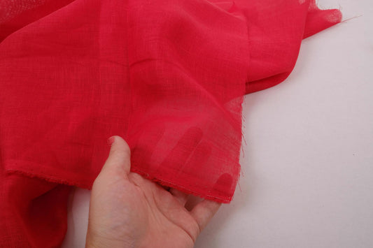 Sheer GAUZE linen fabric -  red - 165SH