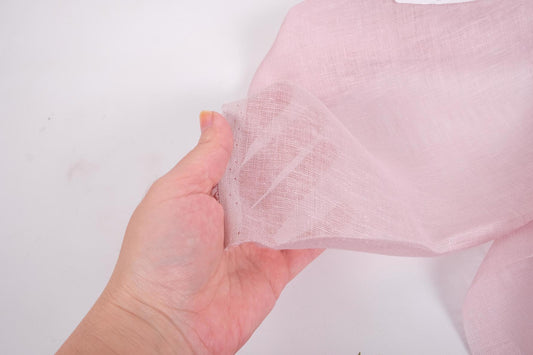 Sheer GAUZE linen fabric -  crepe pink - 167SH