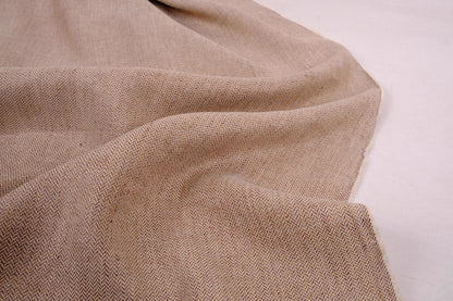 Herringbone ecru brown - linen fabric - 509H