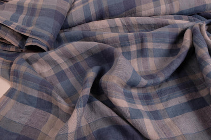 Twill  - tartan blue - linen fabric - 810H