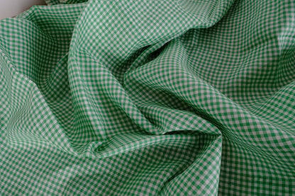 Green white checked - linen fabric - 160gsm - 822M