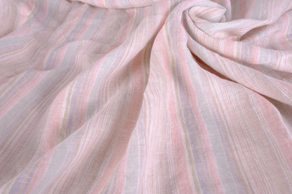 Pale pink striped - linen fabric - 836M
